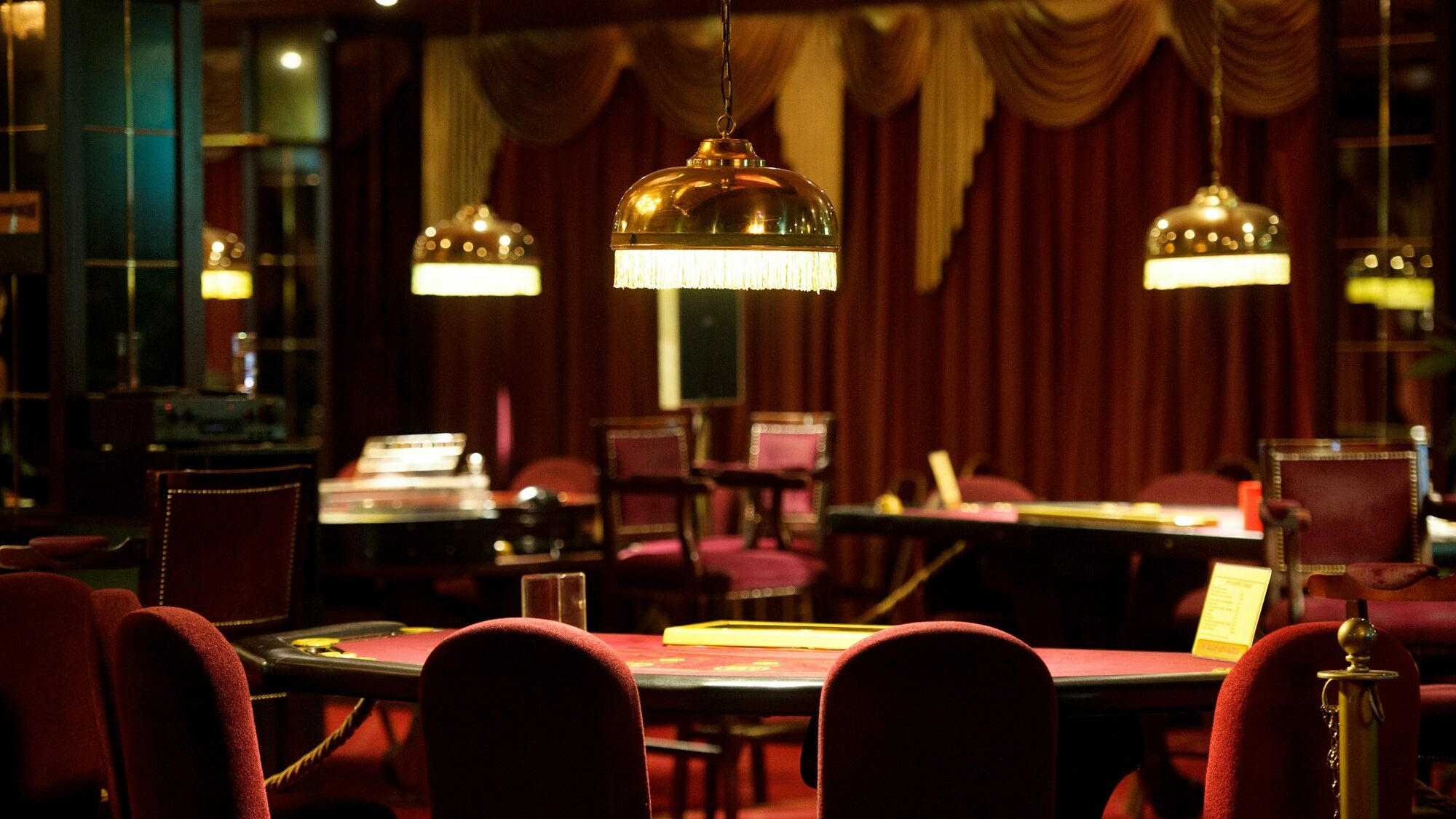 An empty blackjack table in a casino