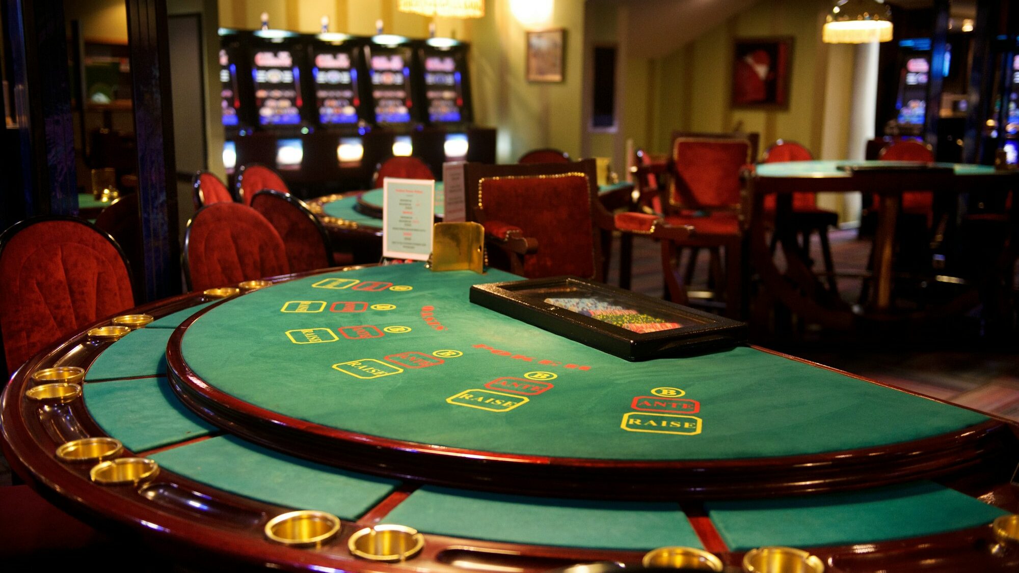 An empty blackjack table in a casino