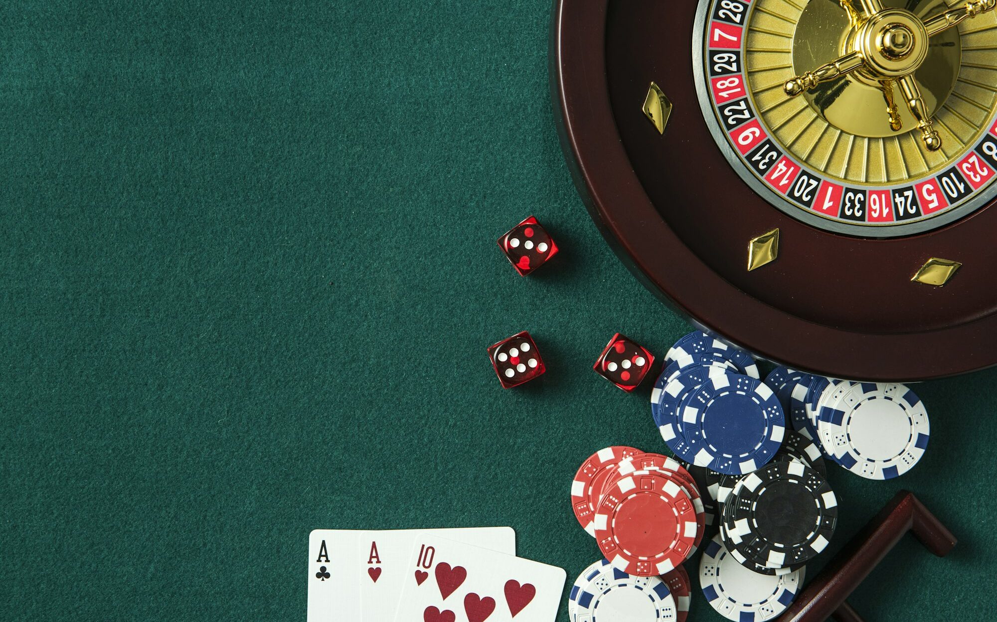 Roulette and Poker Related Items. Casino Background