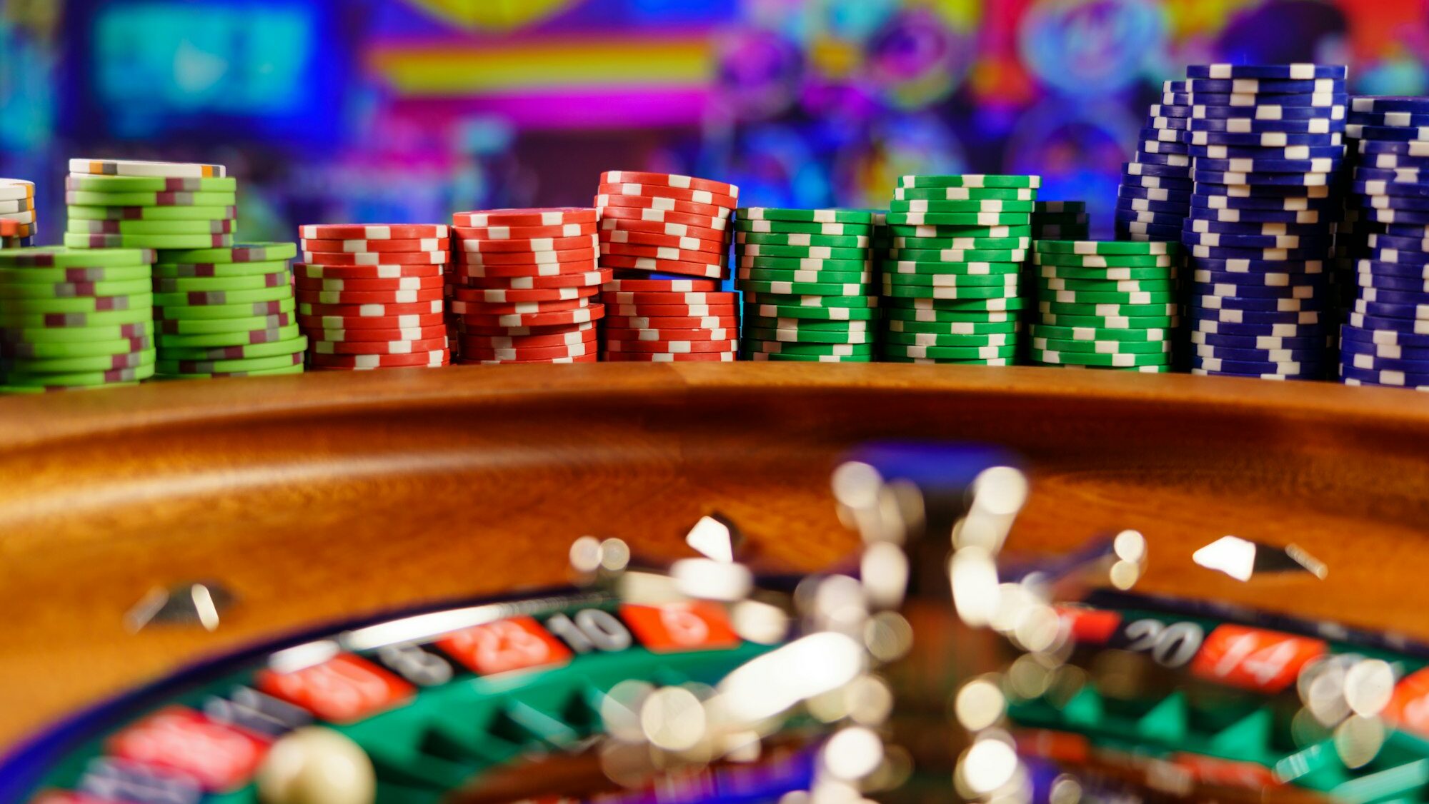 Roulette table close up at the Casino