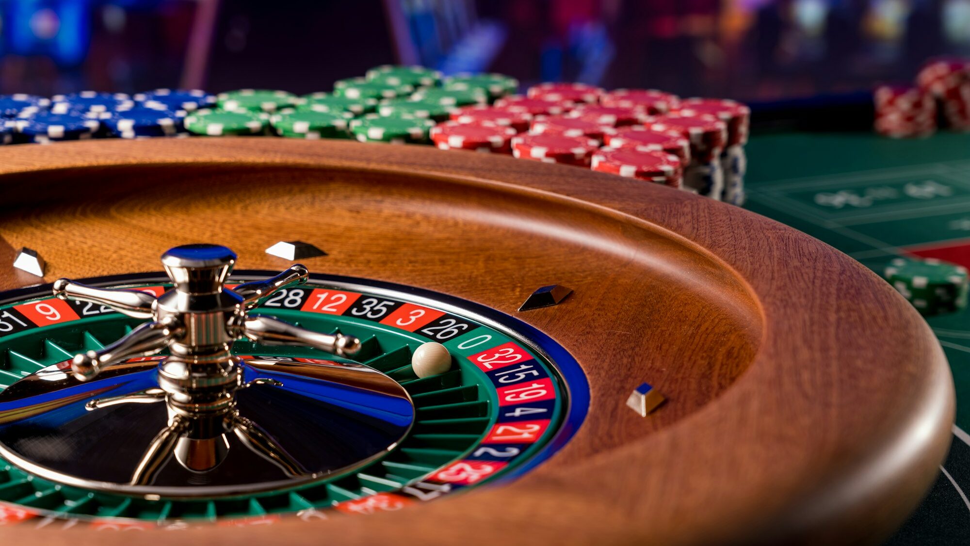 Roulette table close up at the Casino