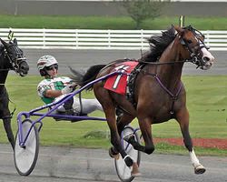 Geri Schwarz Photo  - Princess Hall en route to a 1:59:3 victory for Stephane Bouchard at Monticello Raceway (CLICK TO VIEW)